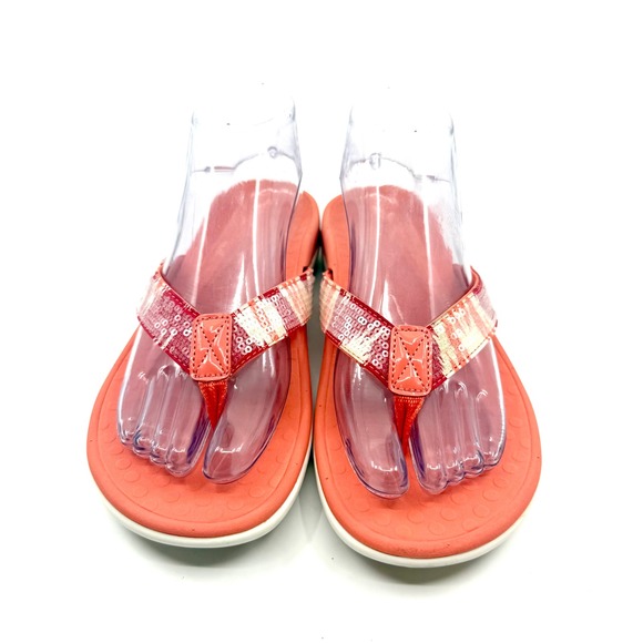 Vionic Tide Sequined Thong Sandals Coral Size 8 Comfort Walking Beach Casual - Picture 1 of 10